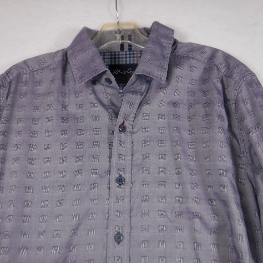 Robert Graham Modern Americana Purple Geometric Square Tailored Fit Shirt Large